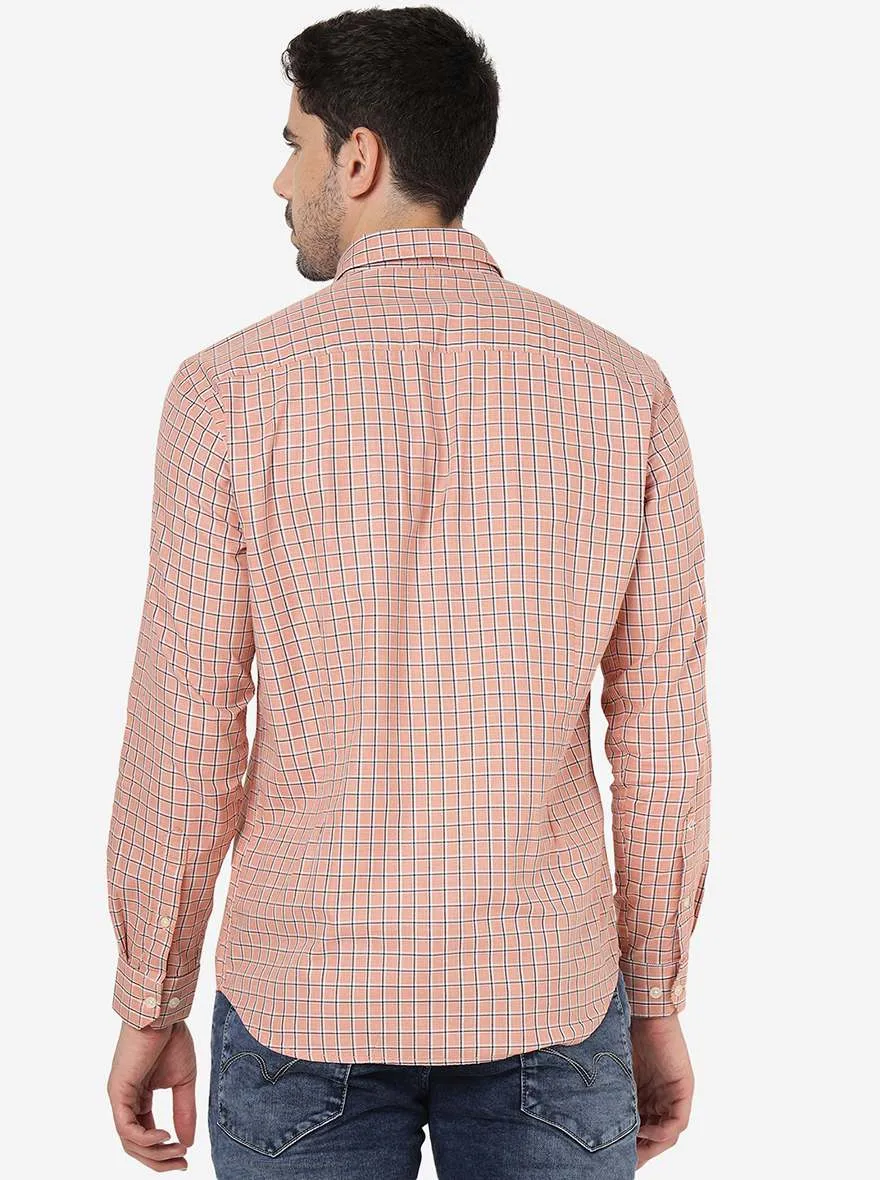 Rose Pink Checked Smart Fit Semi Casual Shirt | Greenfibre