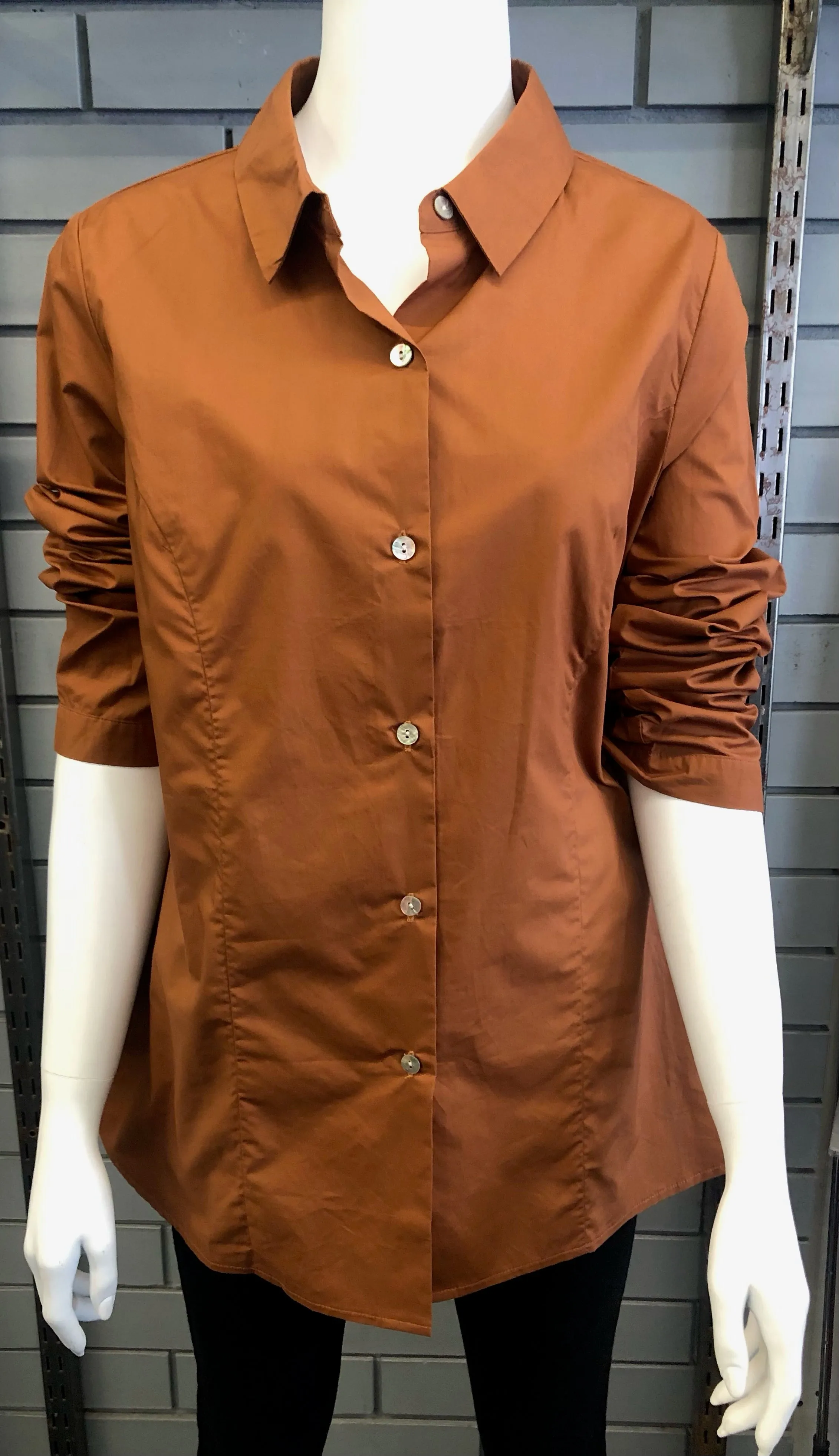 Sateen Classic Collared Shirt - Clay