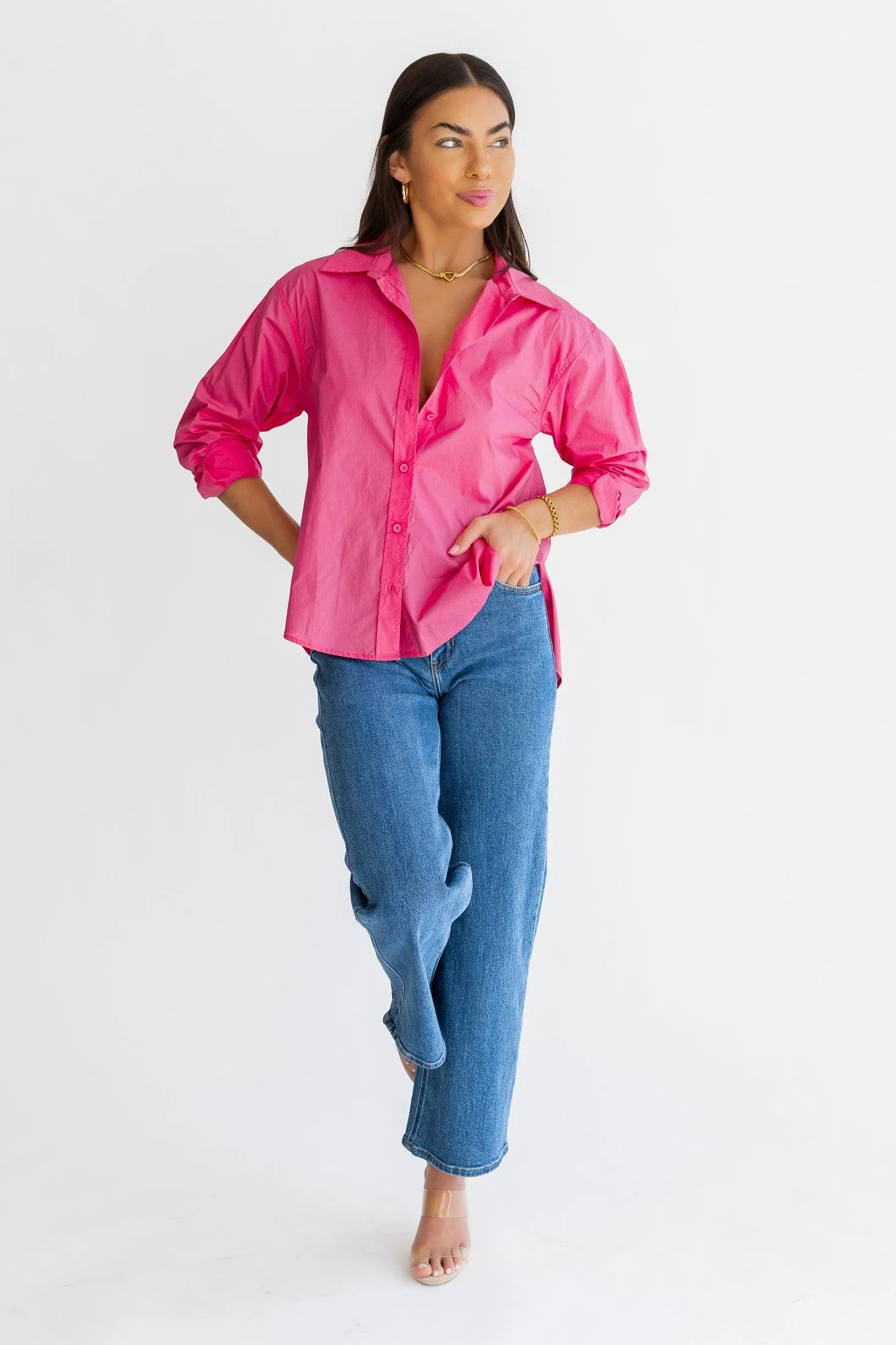 Selenia Pink Poplin Shirt - Final Sale