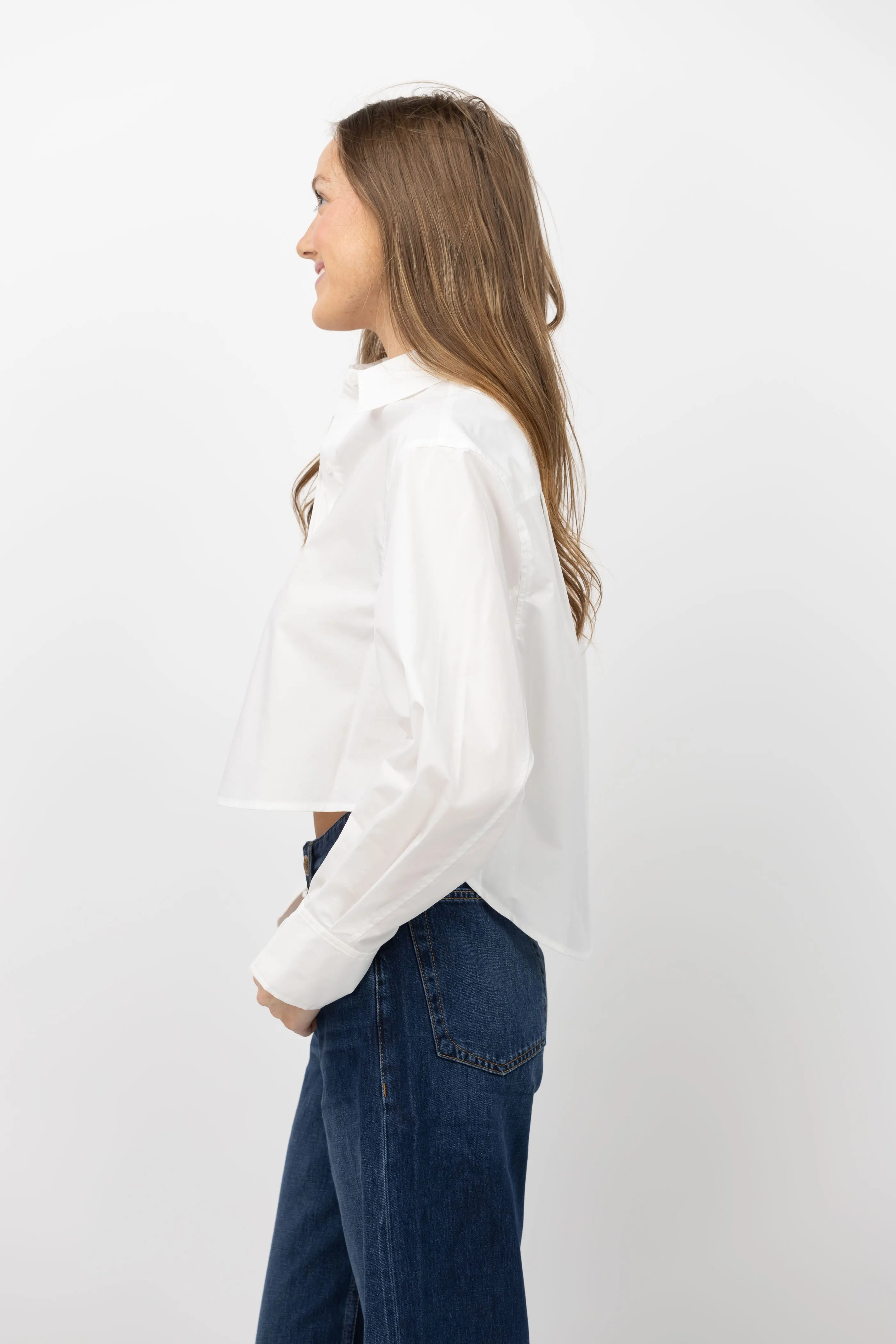 Simkhai Renata Cropped Shirt in White