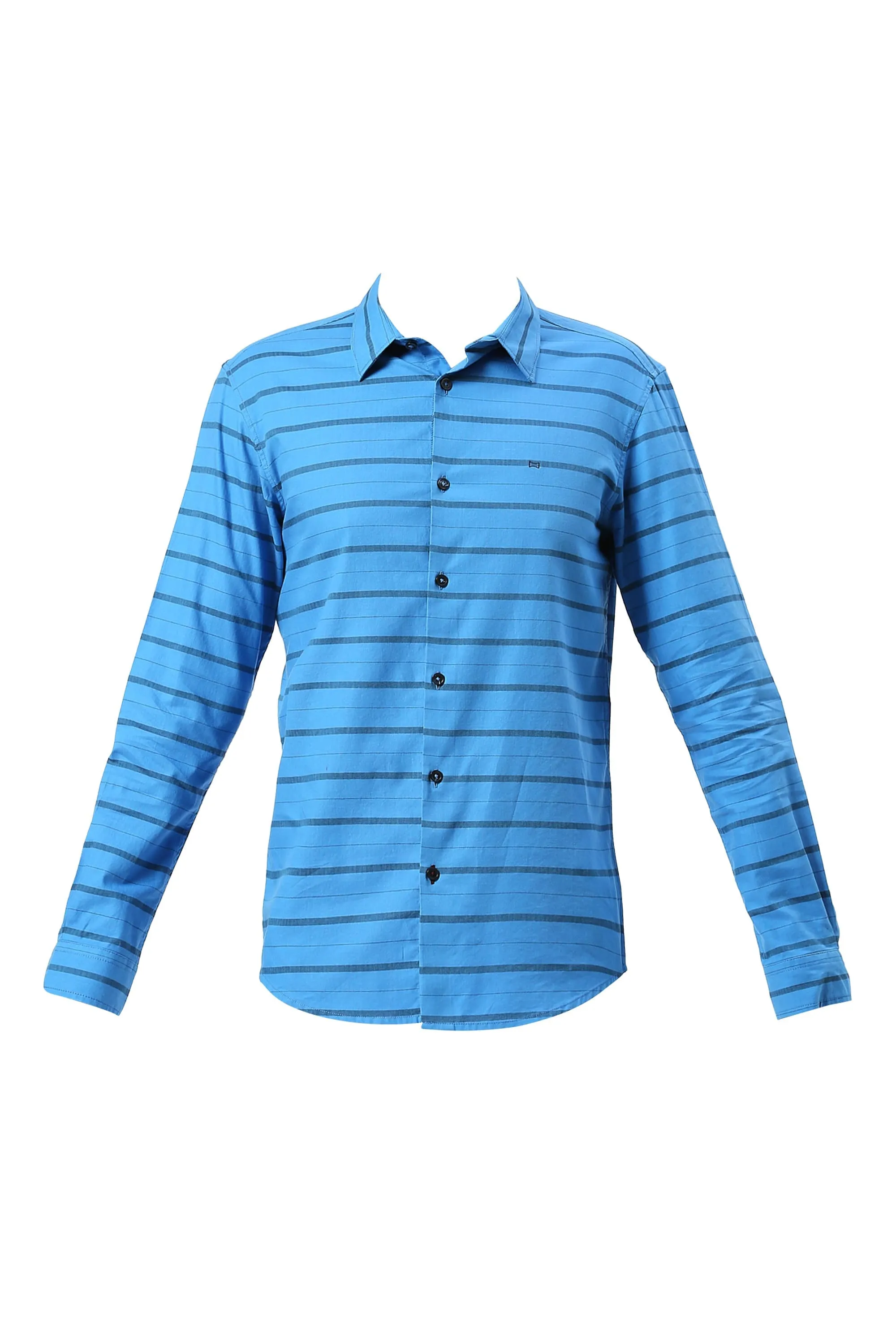 Slim Fit Cotton Weft Herringbone Stripe Shirt