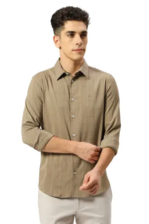 Slim Fit Viscose Polyester Stretch Dobby Checks Shirt