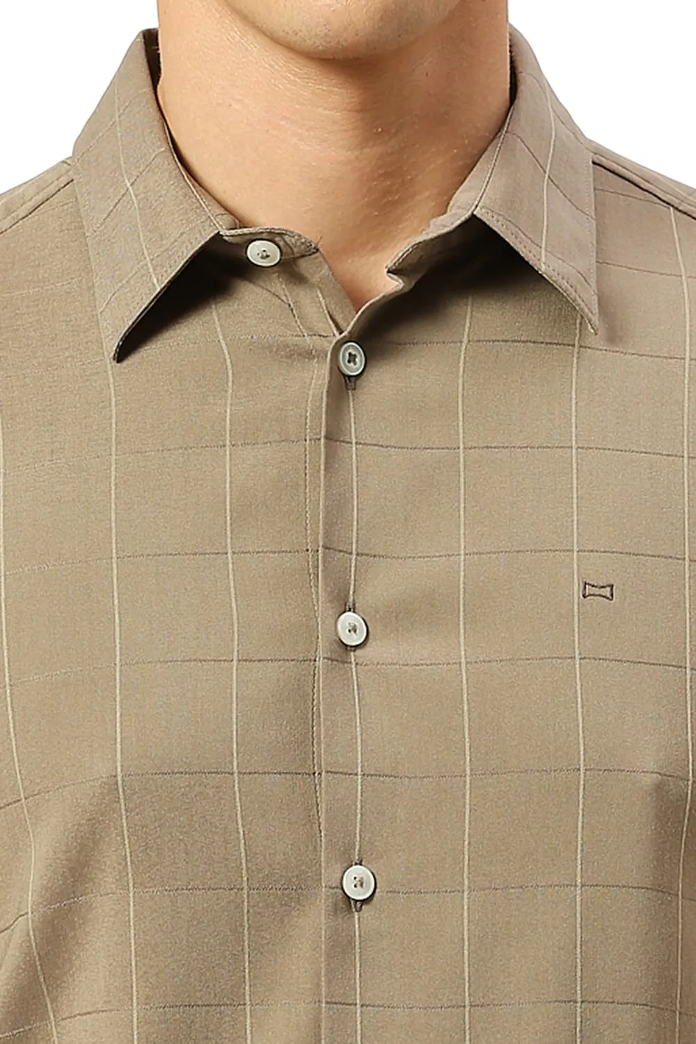 Slim Fit Viscose Polyester Stretch Dobby Checks Shirt