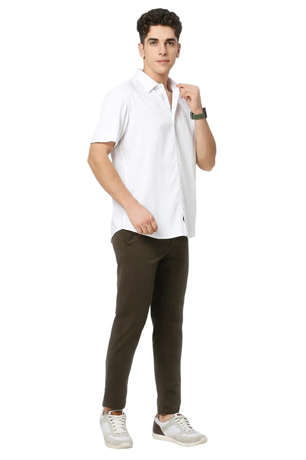 Slim Fit Viscose Polyester Stretch Dobby Halfsleeves Shirt