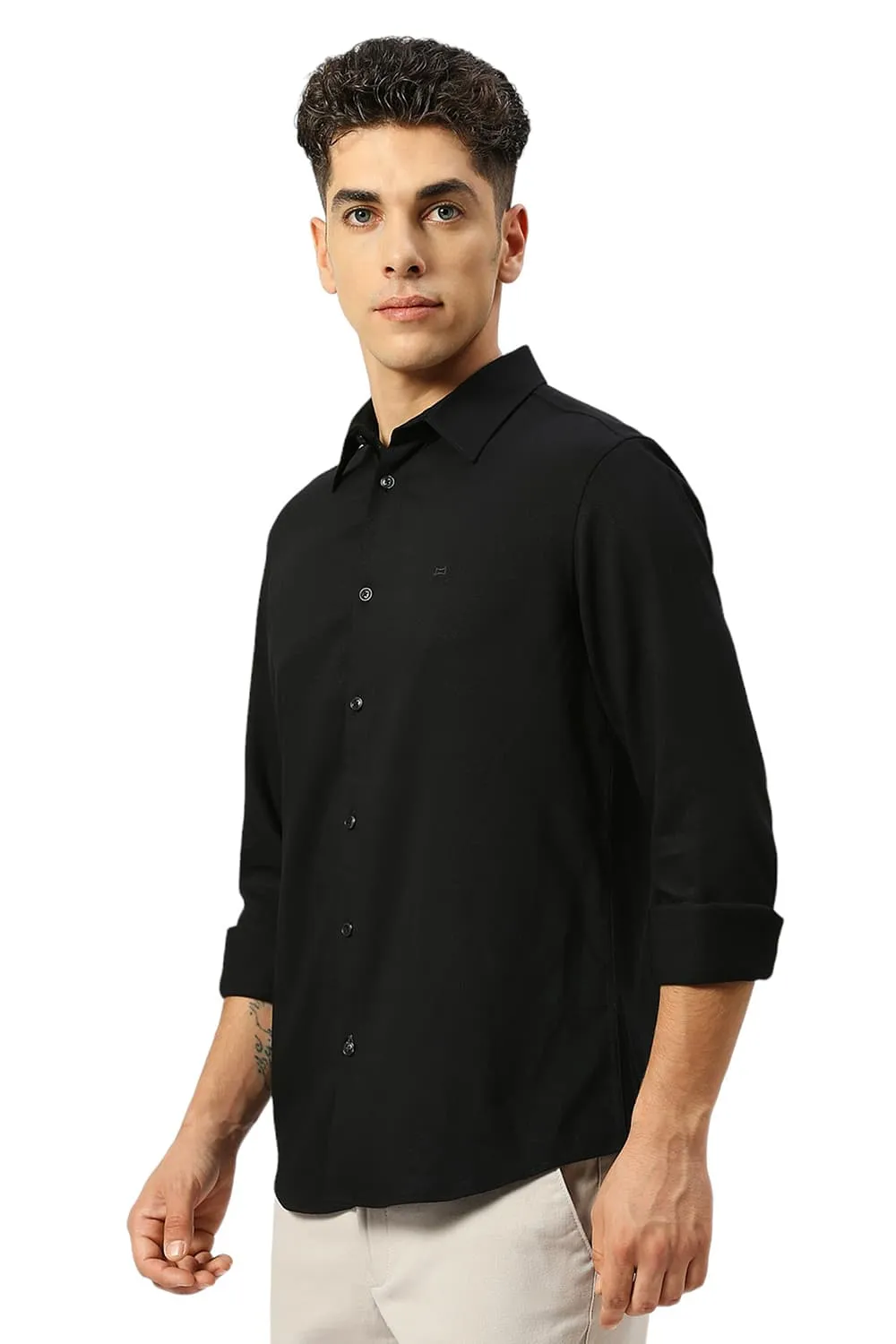 Slim Fit Viscose Polyester Stretch Dobby Shirt