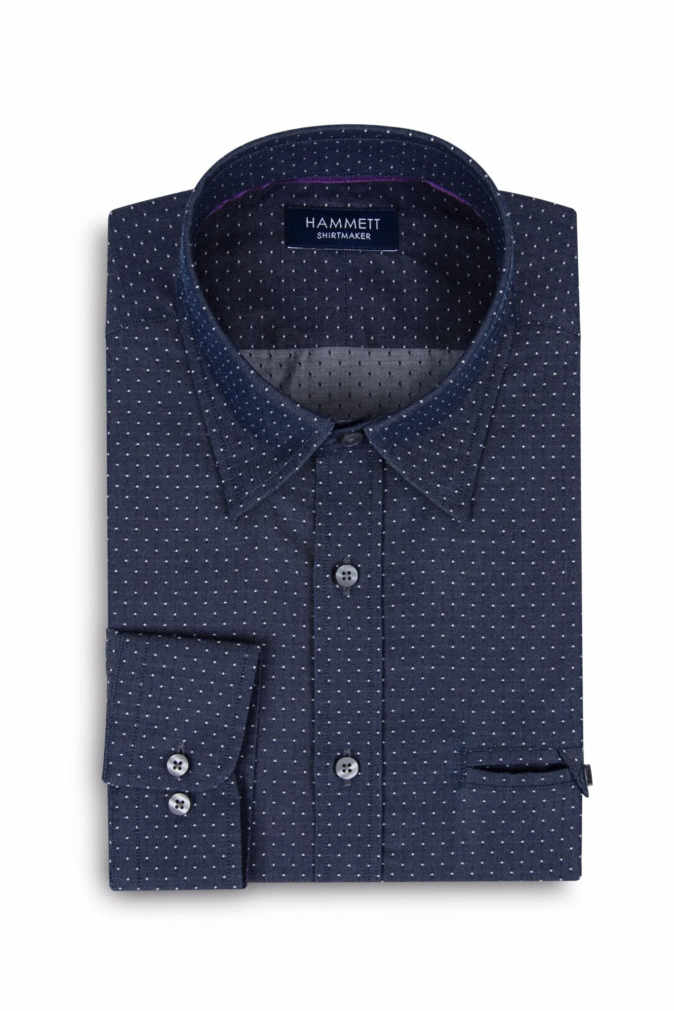 Spot Weave Dark Blue Denim Men's Shirt