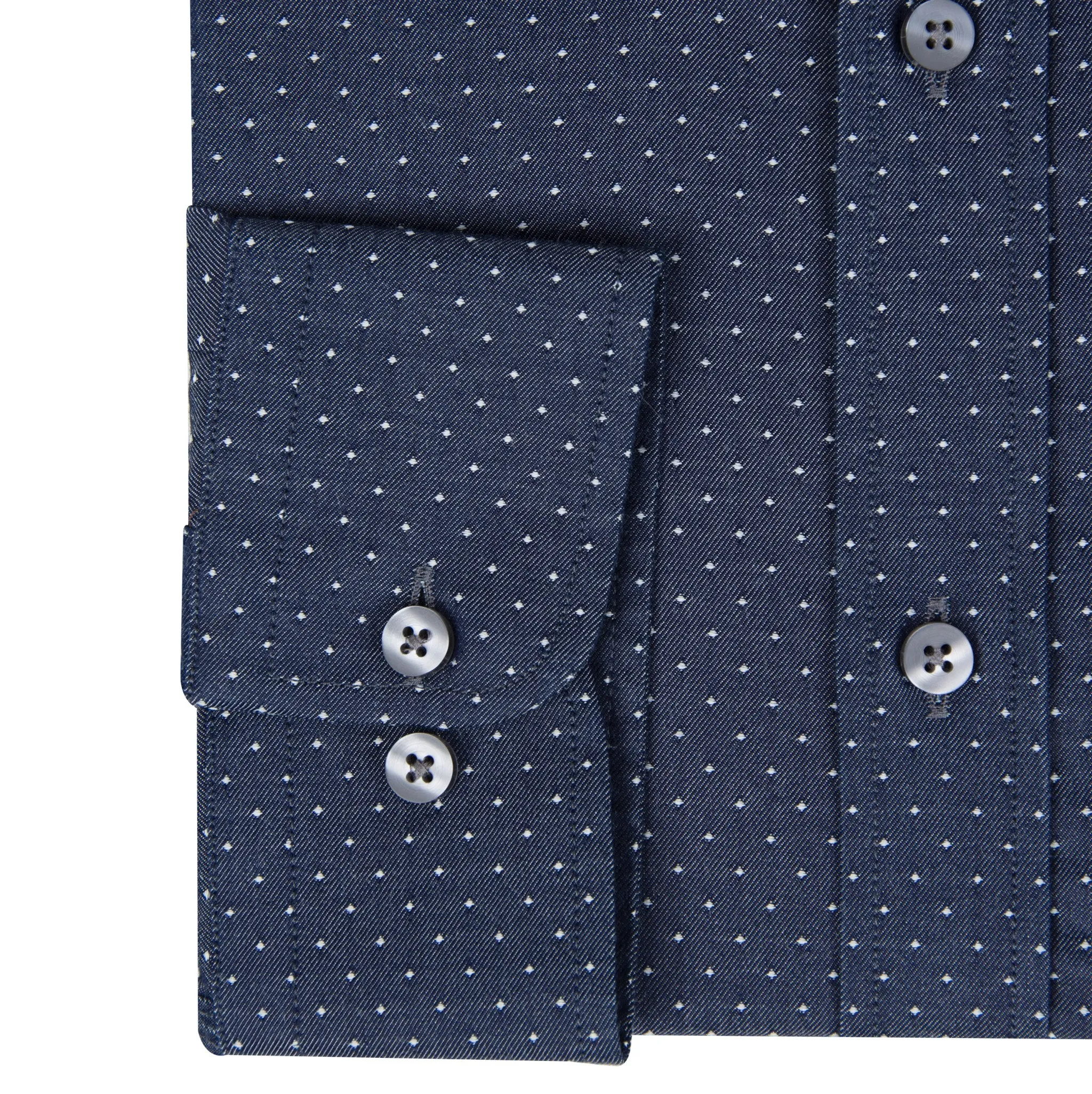 Spot Weave Dark Blue Denim Men's Shirt