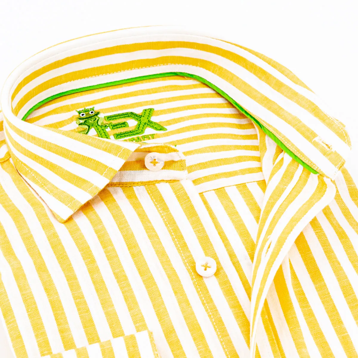 Stanford Stripe FROG Linen Shirt - Yellow