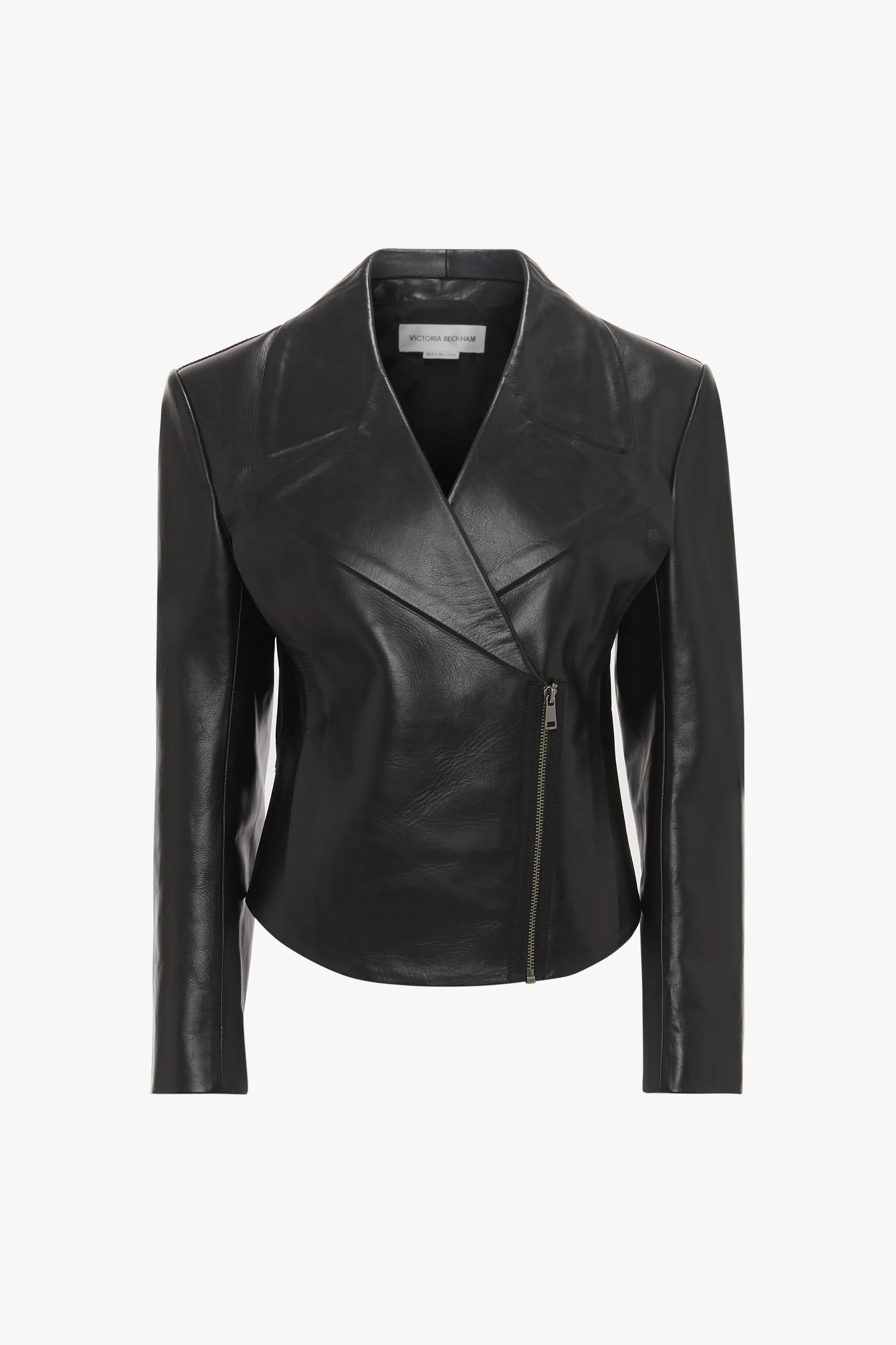 Tailored Leather Biker Jacket In Black