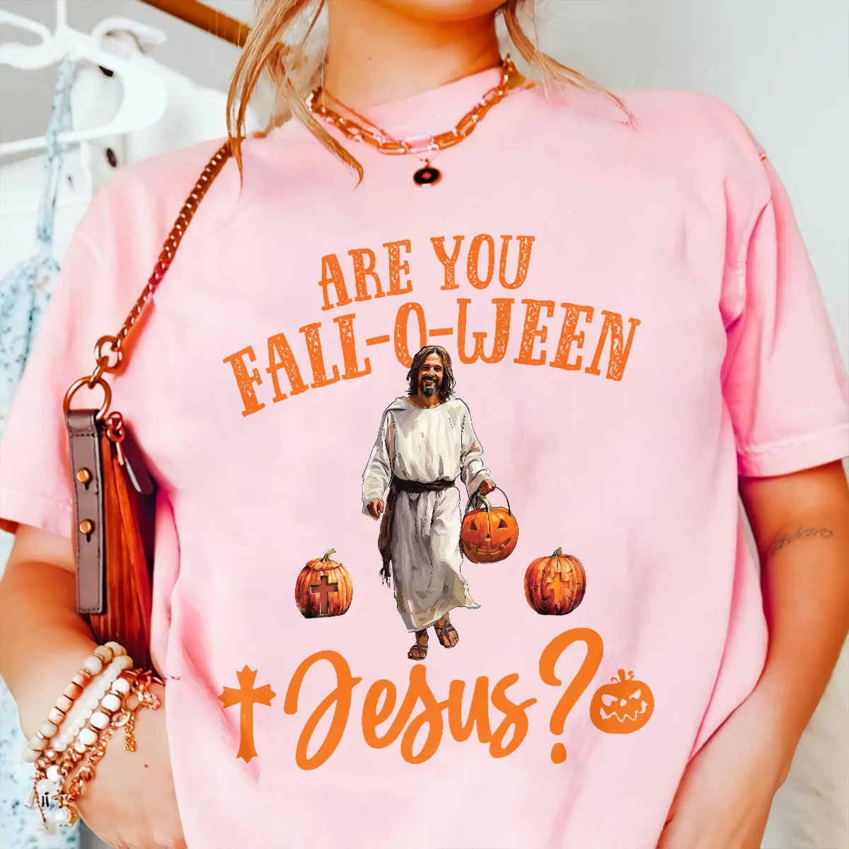 Teesdily | Are You Fall-O-Ween Jesus Shirt, Funny Jesus And Pumpkin T-Shirt, Halloween Jesus Pumpkin Fall Religious Sweater Hoodie, Jesus Lovers Gift