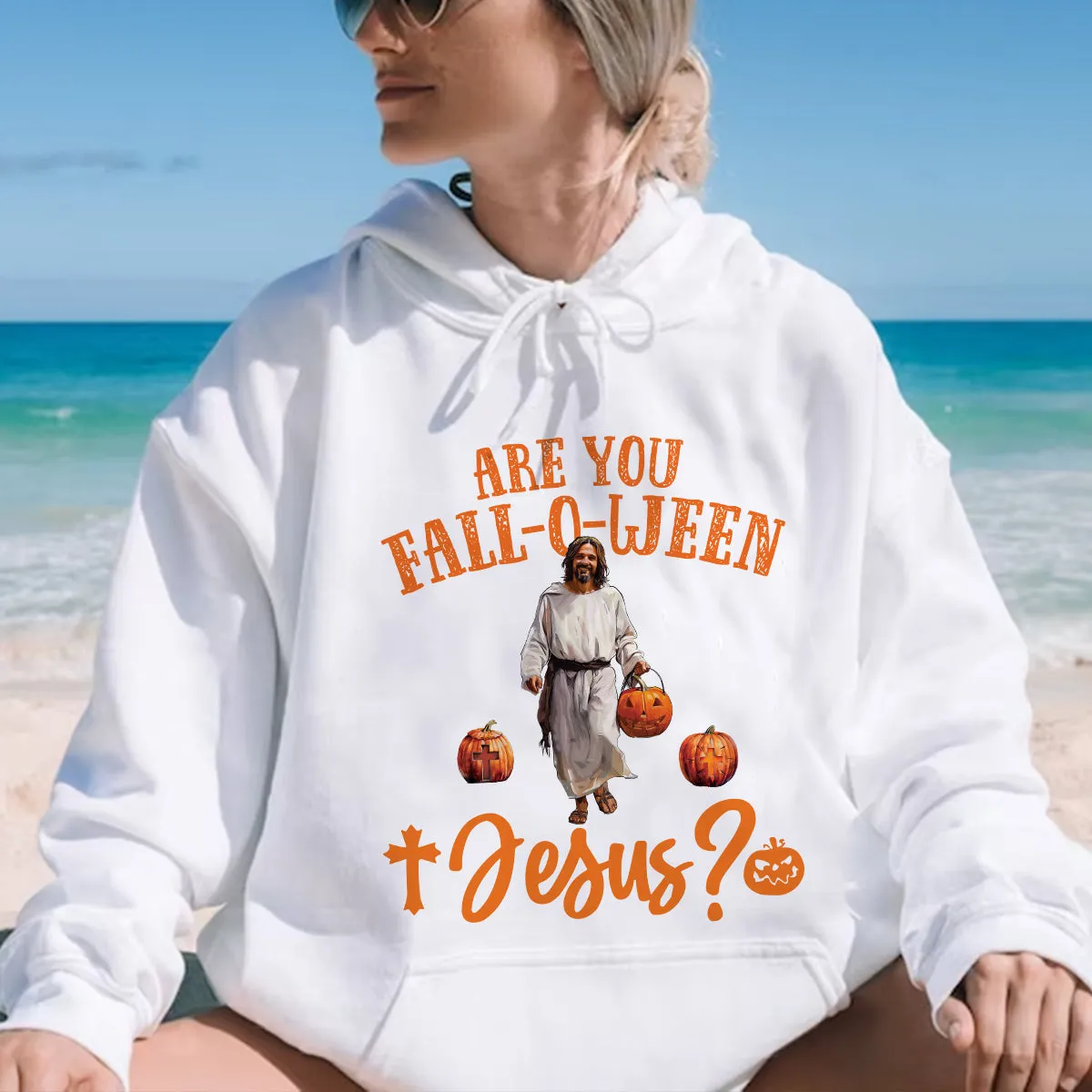 Teesdily | Are You Fall-O-Ween Jesus Shirt, Funny Jesus And Pumpkin T-Shirt, Halloween Jesus Pumpkin Fall Religious Sweater Hoodie, Jesus Lovers Gift