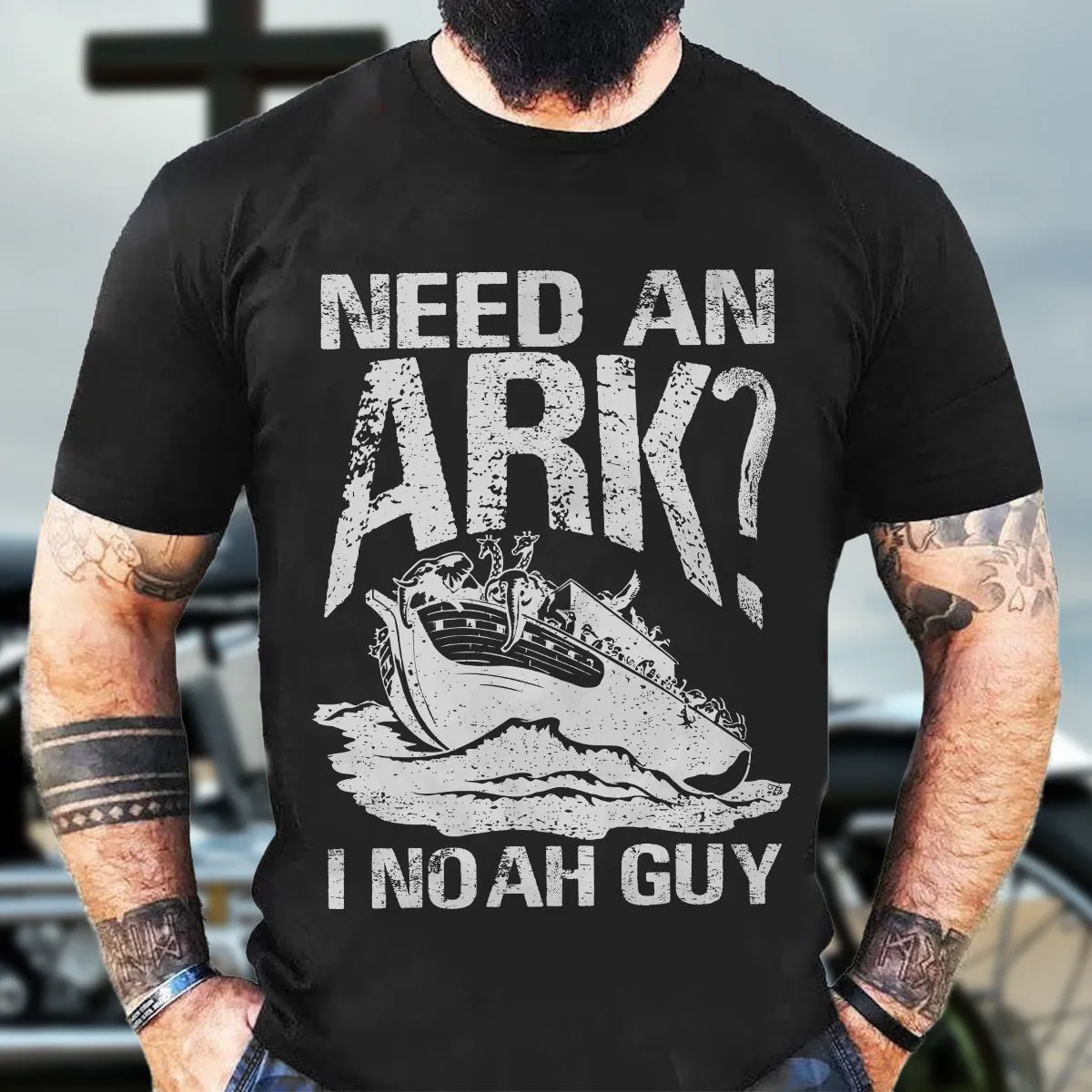 Teesdily | Jesus Fishing Shirt, Need An Ark I Noah Guy A Whimsical Hoodie Sweatshirt, Gift For Christians, Great For Noah's Ark Anniversary