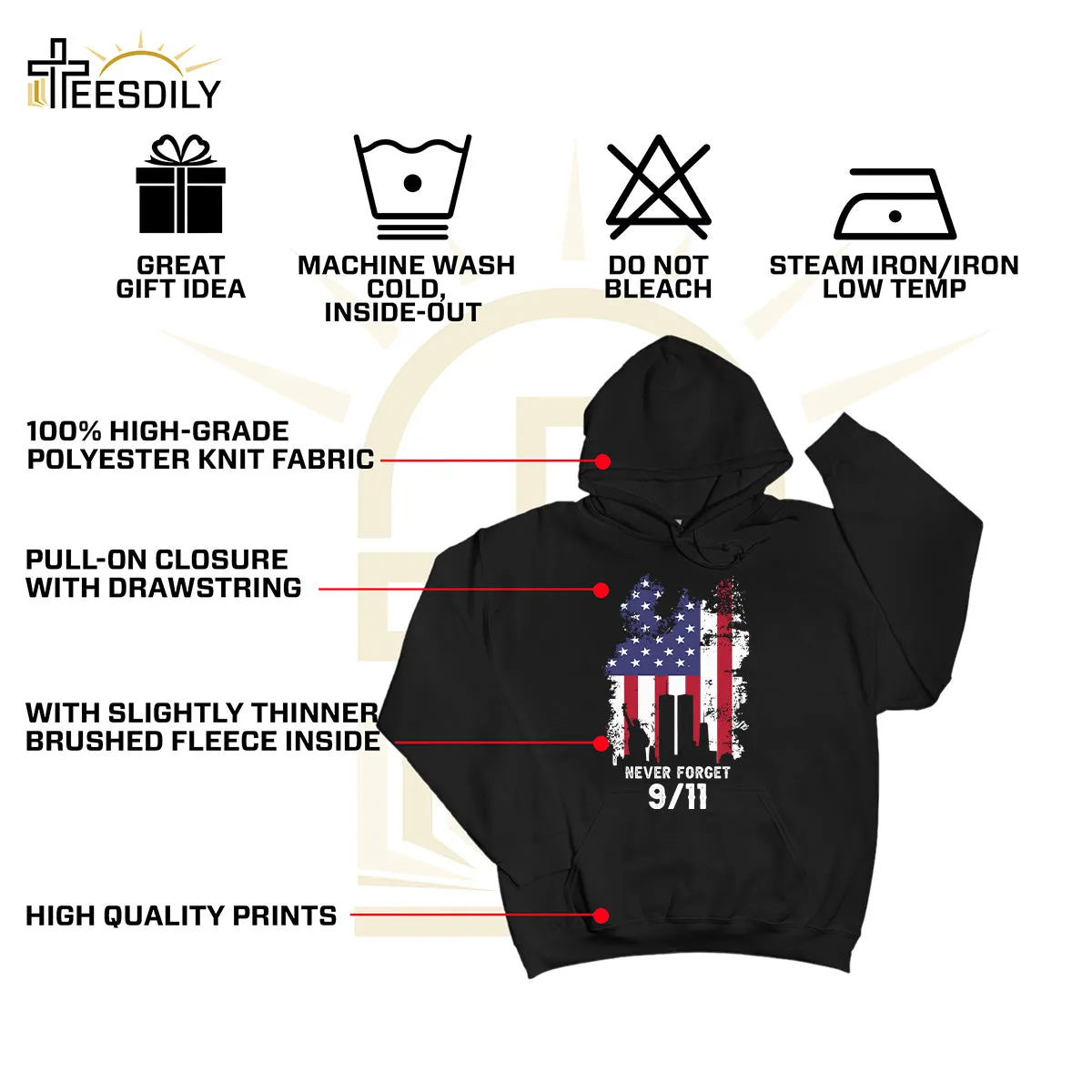 Teesdily | Patriot Day Shirt, Never Forget 911 T-shirt, The Statue Of Liberty American Flag Sweatshirt Hoodie Mug, Memorial Shirt, Remembrance Gift