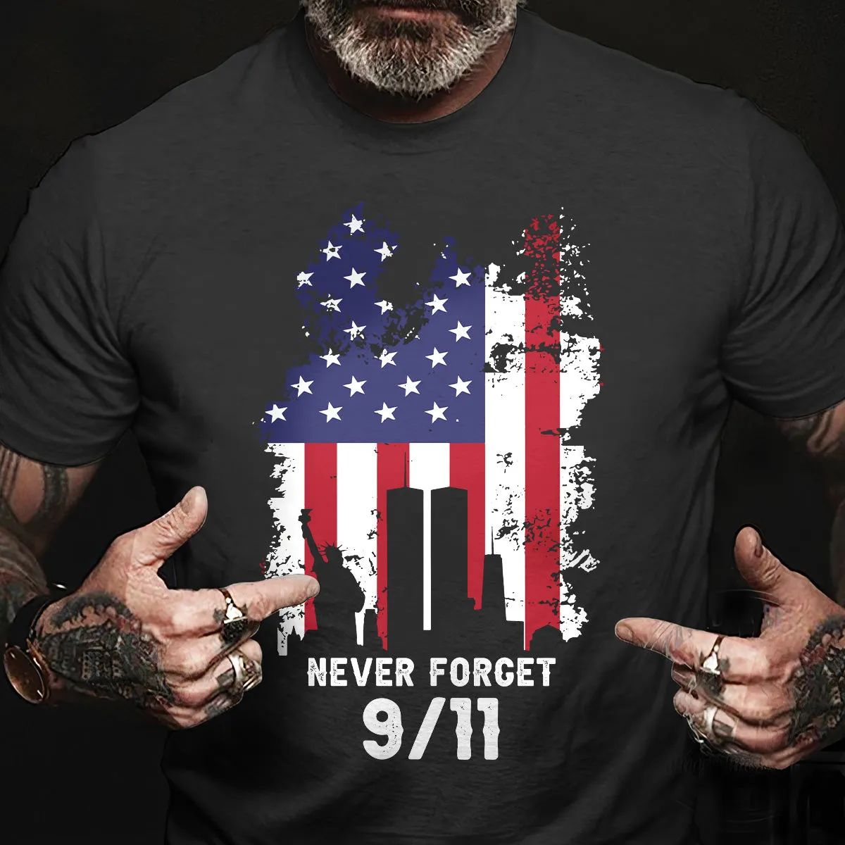 Teesdily | Patriot Day Shirt, Never Forget 911 T-shirt, The Statue Of Liberty American Flag Sweatshirt Hoodie Mug, Memorial Shirt, Remembrance Gift