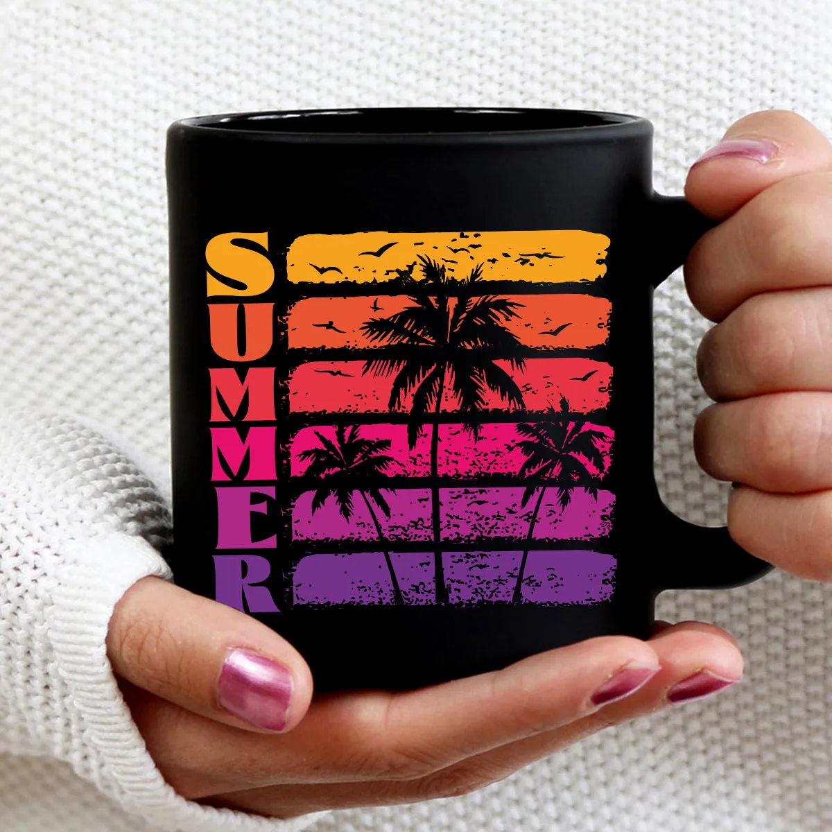 Teesdily | Summer Beach Coconut Tree Palm Tree Graphic Tshirt Summer Vibes Vintage Retro Sweatshirt Hoodie Mug Summer Vibe Summer Vacation Clothing