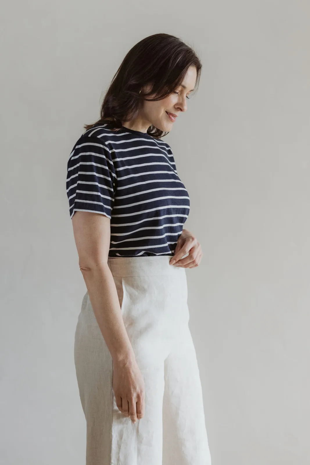 The Merino T-Shirt - Navy Stripe