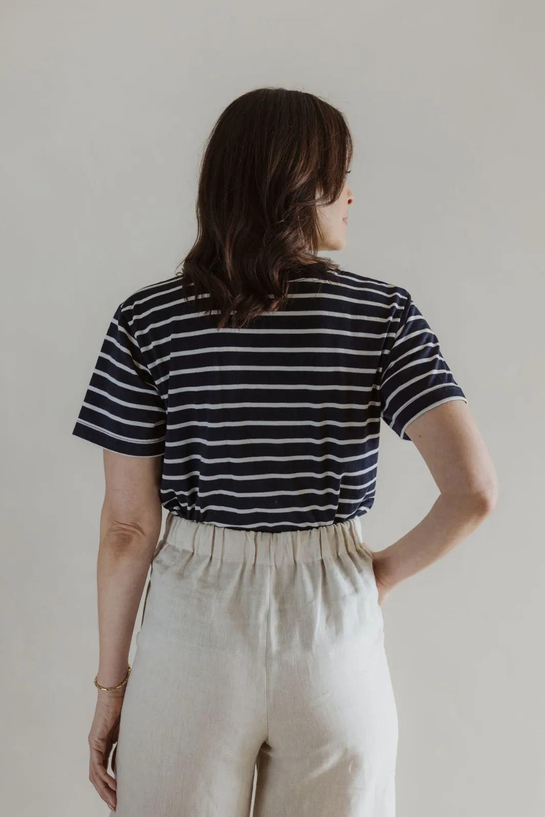 The Merino T-Shirt - Navy Stripe