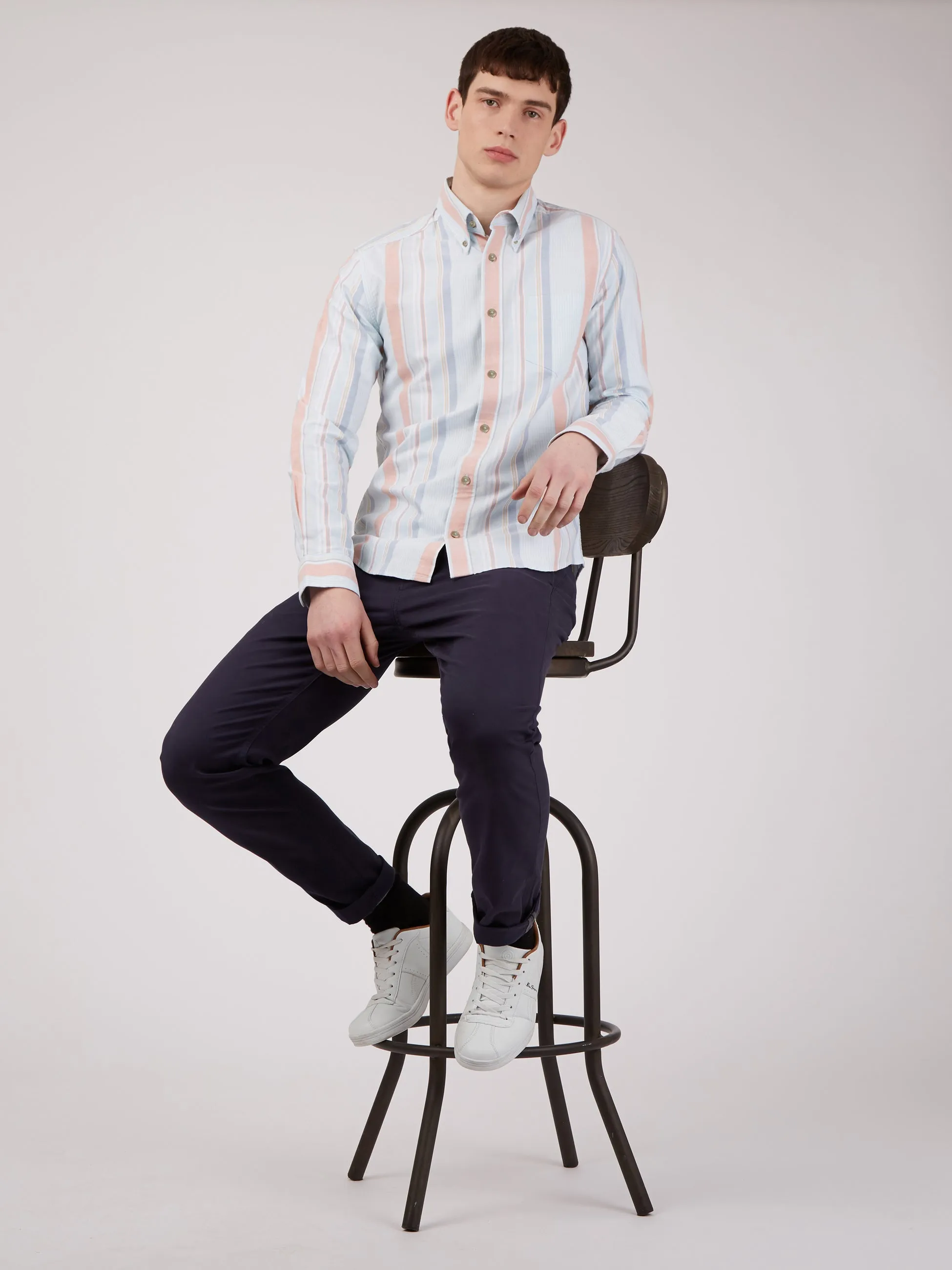 The Oxford Ivy Stripe Long-Sleeve Shirt - Sky Blue