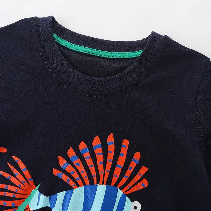 Toddler Boy's Fish Print Short Sleeve T-shirt