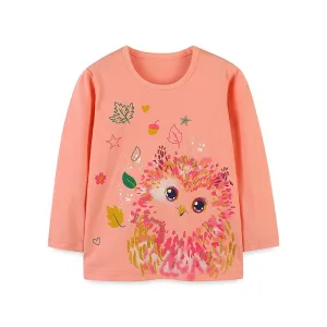 Toddler/Kid Girl's Cartoon Owl Print Design Long Sleeve Top