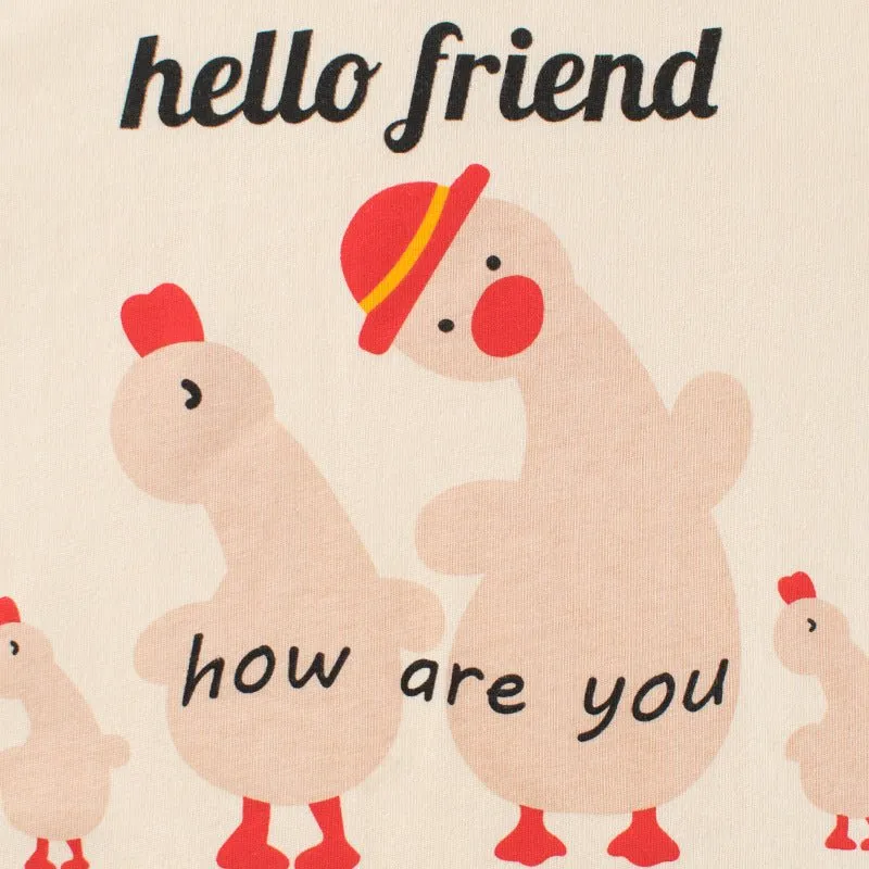 Toddler/Kid Girl's Short Sleeve "hello friends" Letter Print T-shirt