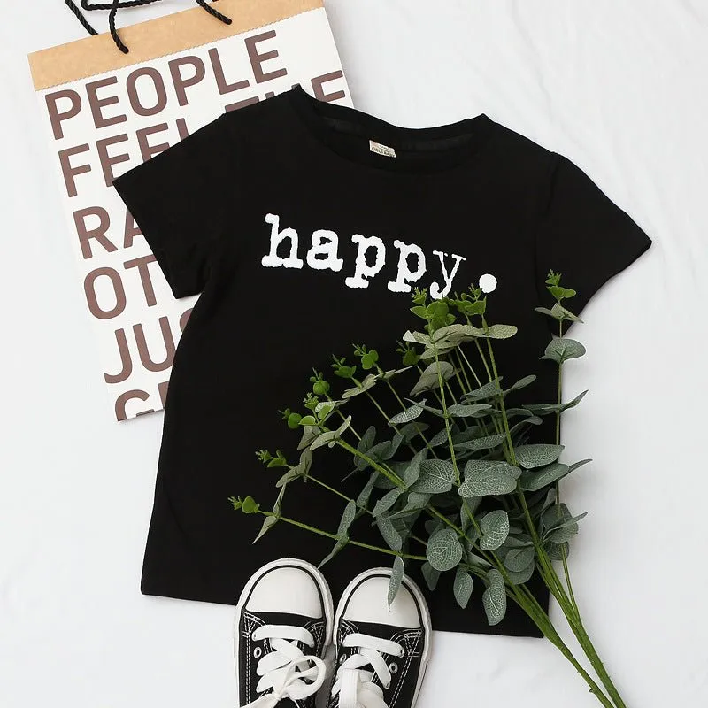 Toddler/Kid "Happy" & "Loved" Letter Print T-shirt