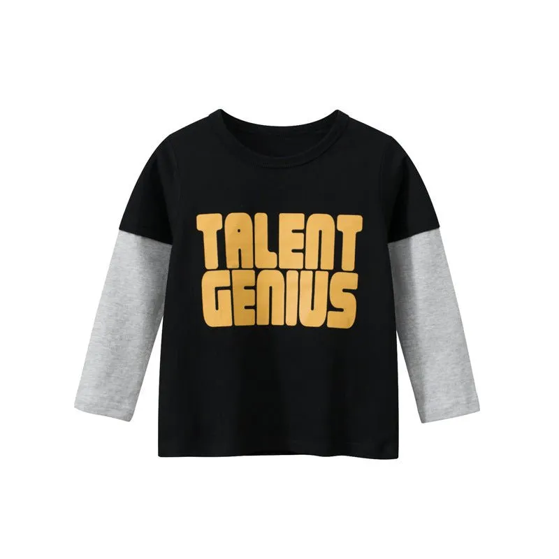 Toddler/Kid "Talent Genius" Casual Long Sleeve Shirt