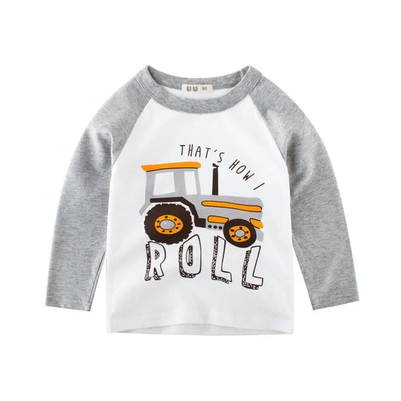 Toddler/Kid "That's How I Roll" Truck Print Long Sleeve Shirt (2 colors)