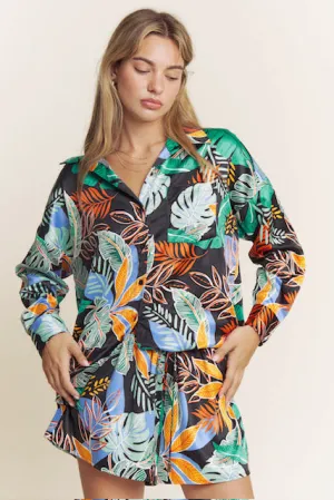 Tropical Satin Shirt Set (sold separately)