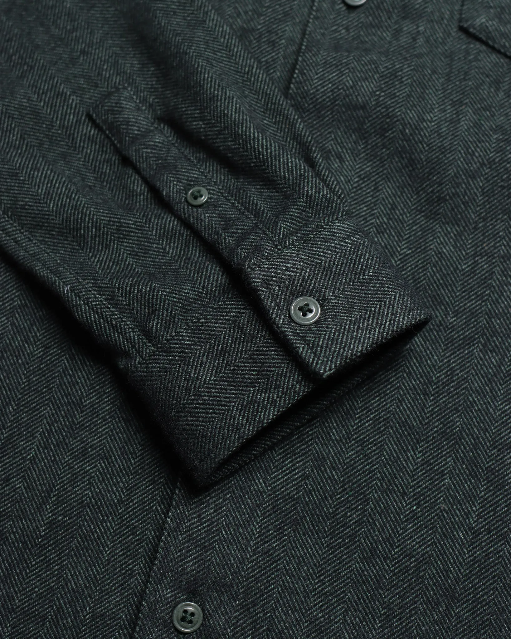 Two Pocket Shirt - Forest Green Herringbone