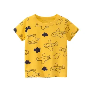 Unisex Short Sleeve Plane Print T-shirt