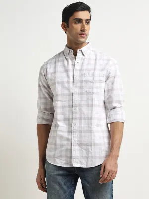 WES Casuals Mauve Checks Pattern Relaxed-Fit Cotton Shirt