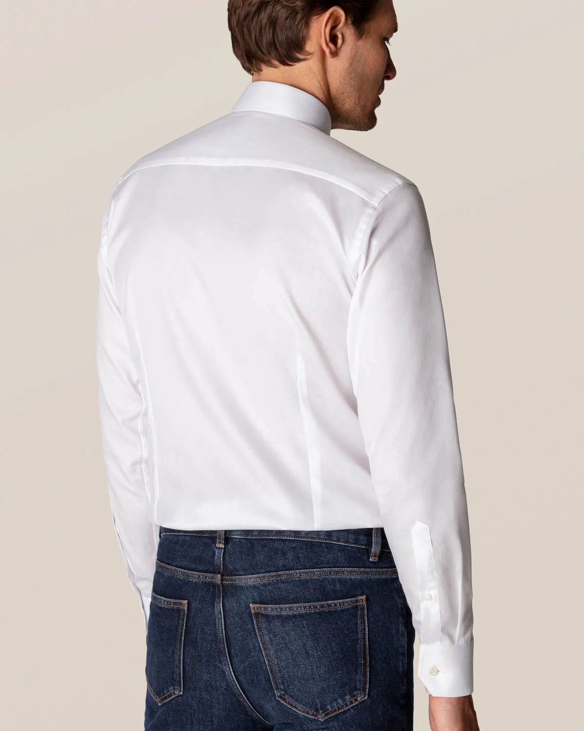 White Signature Twill Shirt | Slim Fit