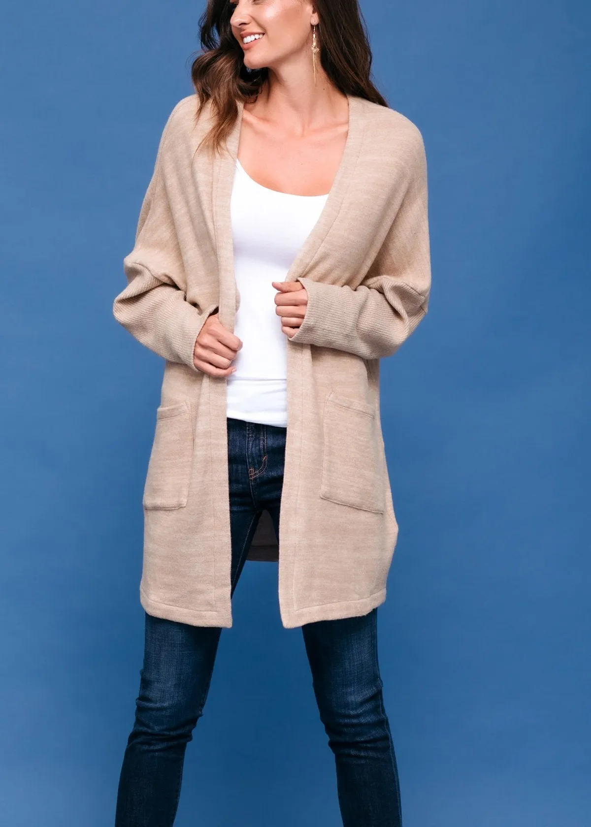 Women's Basic Cardigan In Camel