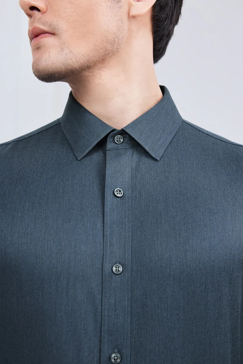 Wrinkle-Free Twill Heather Dress Shirt | Grey Blue 27790N