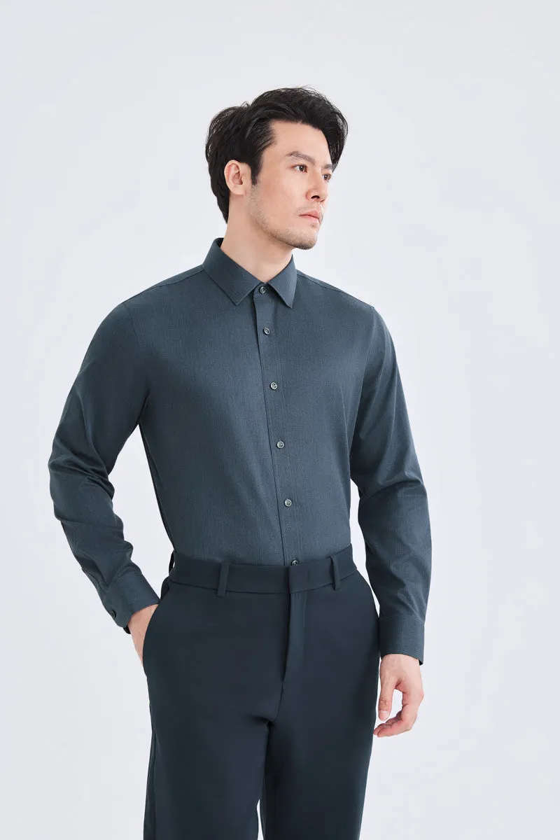 Wrinkle-Free Twill Heather Dress Shirt | Grey Blue 27790N