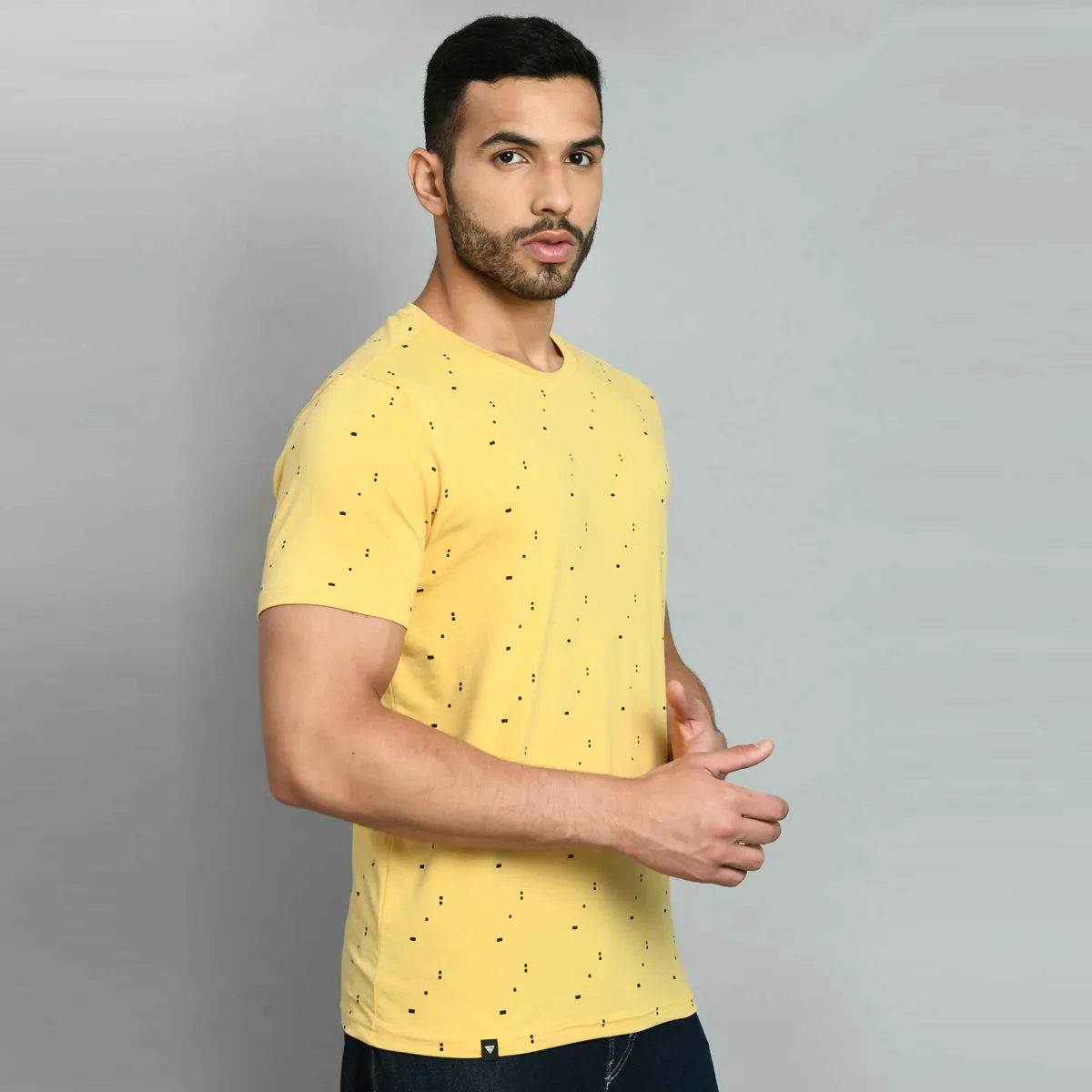 Yellow Graphic Printed Smart Fit T-Shirt