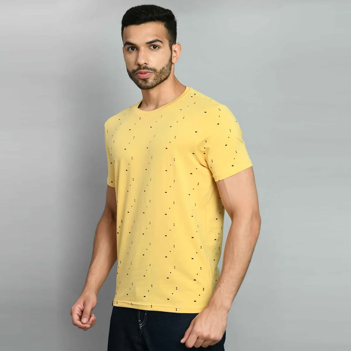 Yellow Graphic Printed Smart Fit T-Shirt