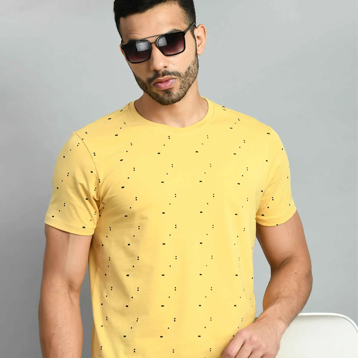 Yellow Graphic Printed Smart Fit T-Shirt