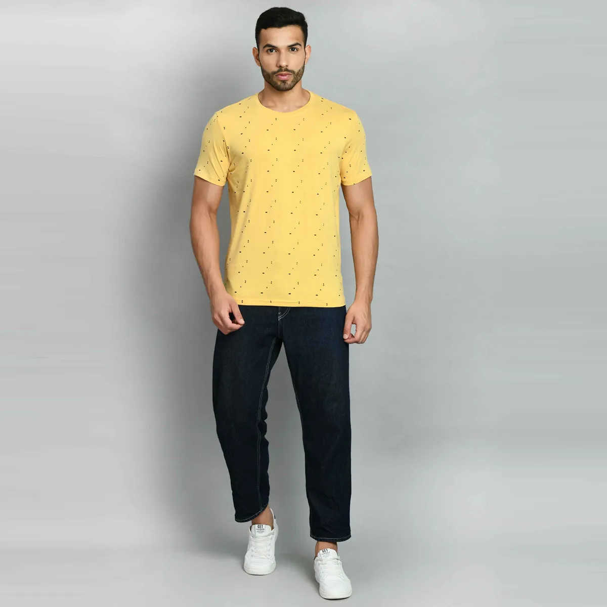 Yellow Graphic Printed Smart Fit T-Shirt