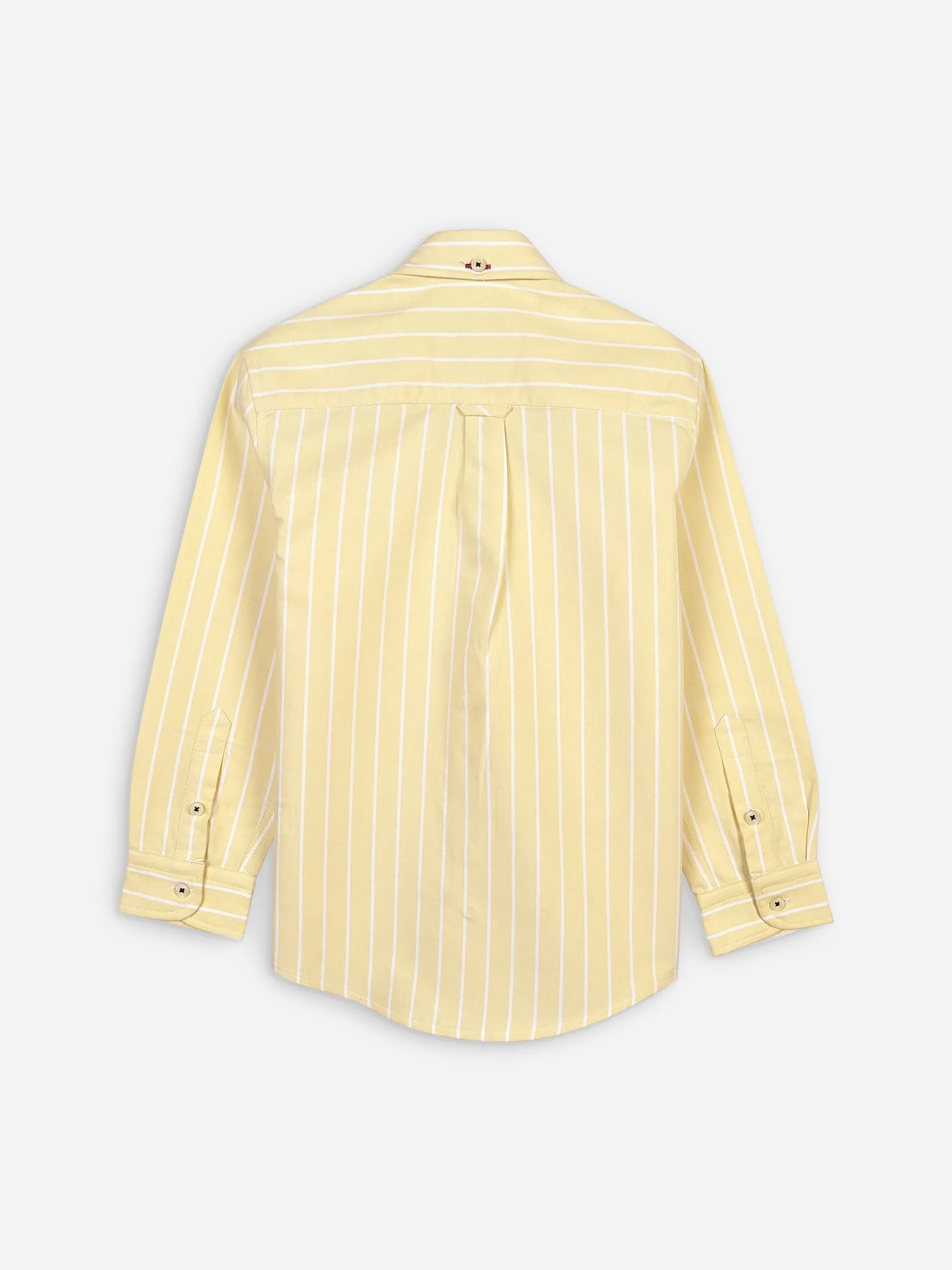 Yellow Oxford Striped Long Sleeve Casual Shirt